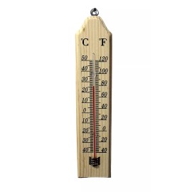 Dependable Industries Wood Indoor Wall Thermometer with Double Scales Fahrenheit (℉) and Celsius (℃)