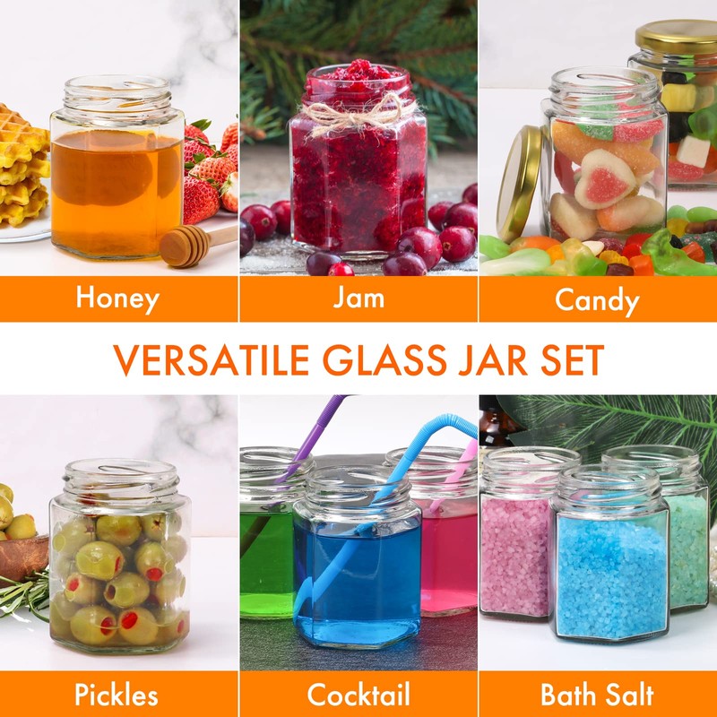 AuroTrends 3oz Honey Jars with Dipper 48Pack, Mini Honey Jars