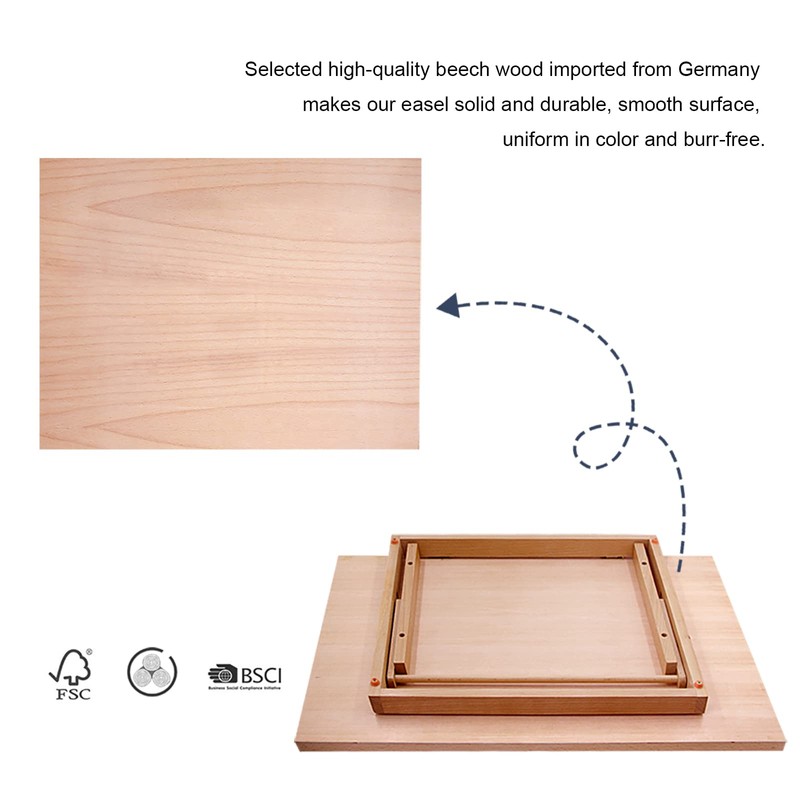 Large Artist Drawing & Sketching Board, 6-Position Adjustable Wood Drafting