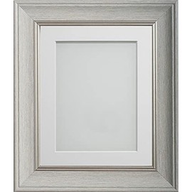 Frame Company Drummond Range Pale Grey 10x8 inch Picture Photo Frame with White Mount for Image 8x6 inch * Choice of Sizes* Fitted with Real Glass