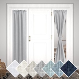 KOUFALL Grey Sidelight Door Curtain 72 Inches Long for Side Light Windows Linen Blend Light Filtering Farmhouse Boho French Door Gray Panels Bonus Adjustable Tie Back 25 x 72 Inch Length 1 Panel