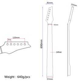 Ogdni 22 Fret Electric Guitar Neck Maple Fingerboard for ST Guitar Parts Replacement 4x2 Headstock