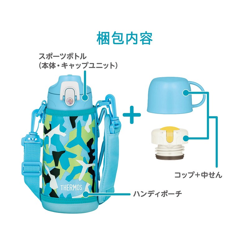 Thermos FJJ-601WF BLWH Vacuum Insulated 2-Way Bottle, 0.6L/0.63L Blue White