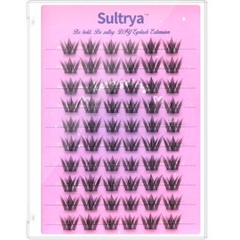 Sultrya Lash Clusters Cutey Eyelash Extensions Pre made Volume Fan Lash Clusters 60 PCS Wispy Natural Lashes False Eyelash Extension Faux Mink with Bond Seal and Tweezers At Home Sweet Look (11-13mm)