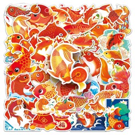 Koi Fish Sticker 50 Pcs Cute Funny Animals Stickers for Laptop Water Bottle Skateboard Motorcycle Luggage Cars Scrapbooking Guitar Bicycle Computer,Kawaii Waterproof Stickers for Teens Girls Kids