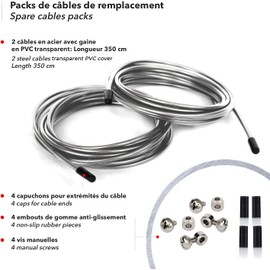 Paquete de 2 cuerdas de acero de repuesto para todas las cuerdas de salto, longitud de 12 pies, 2 diámetros y 7 colores para elegir, encuadernación de repuesto incluidas, ideal para