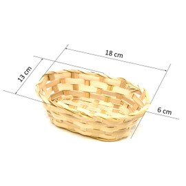 Lashuma Set of 3 Small Wicker Baskets, Ovals, Empty Bamboo Baskets, Size: 18 x 13 cm, Beige Easter Baskets, Depth 6 cm