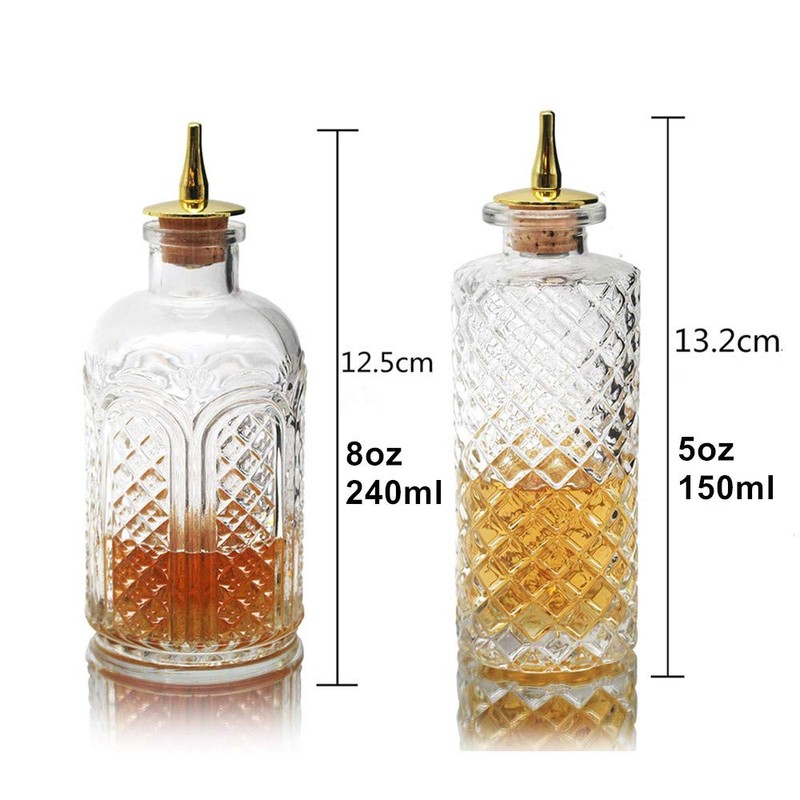 Bitters Bottle for Cocktails - Glass Bitters Bottle with Stainless