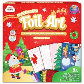 ZMLM Christmas Cards Foil Arts Gifts - Christmas Crafts for Kids, No Mess Foil Art Creative Activity Kits, Christmas Toys Gifts for 4 5 6 7 8 9 10 Girls Boys, with Envelopes and Stickers