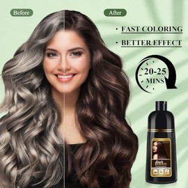 Dark Brown Hair Dye Shampoo Permanent for Men&Women, 3-In-1 Shampoo for Treated & Gray Hair Coverage, Lasts 30 Days/400ml/Natural herbal Ingredients