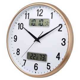 Wall Clock, Radio Clock, Silent, Second Hand, Date and Day Display, Temperature/Humidity Display, Night Second Hand Stop, Analog Automatic Reception, Home, Bedroom, Room Decoration, Gift, Interior