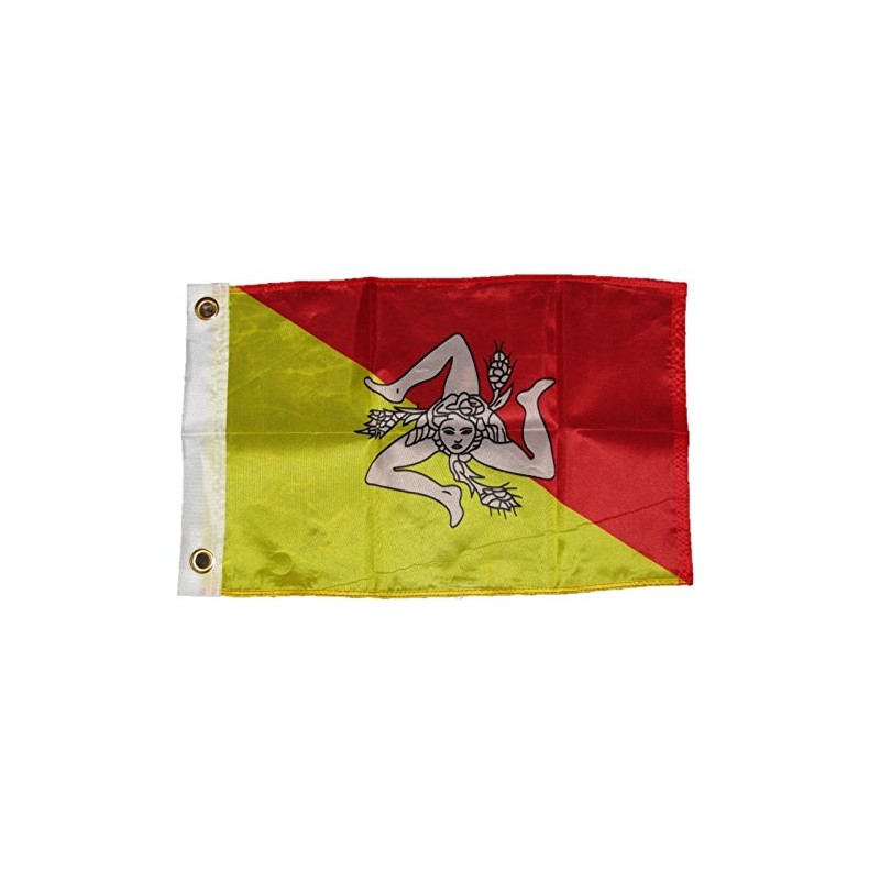 AES 12x18 12"x18" Country of Sicily Boat Motorcycle Flag Brass