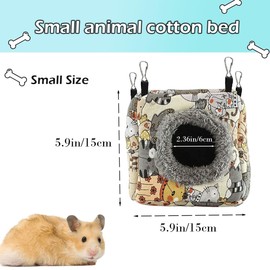 Paxikaka Hamster Warm Hanging Bed, Cave Shaped Cotton Hammock Suitable for Small Animals Hamsters Rat Mouse Gerbil Sugar Glider Squirrels Parrots etc (S)