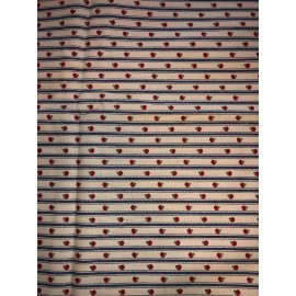 Country Stripes & Apples Cotton Fabric 1/4 Yard - Great for Masks or Quilts