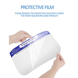 Safety Face Shields 10 Pack, Protective Face Shield Mask with Clear Wide Visor, Lightweight Transparent Dustproof Windproof Full Face Shield, Elastic Band for Women Men with 2 Protective Films