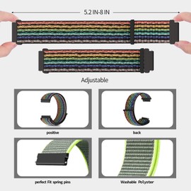 Ecogbd Nylon Replacement Strap 16 mm 18 mm 19 mm 20 mm 22 mm, Quick Release Sports Bracelet for Men and Women, Soft Fabric, Adjustable, Breathable Loop Watch Strap, Nylon