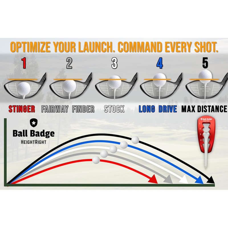Ball Badge HeightRight Adjustable Golf Tee Height Tool – Precision