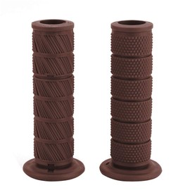 Suuonee Motorcycle Handlebar Grips, Pack of 2 22 mm Universal Vintage Motorcycle Handlebar Grips Diagonal Handlebar Ends [Dark Brown]