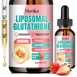 Liposomal Glutathione Supplement 2000mg, Liquid Glutathione Drops with Vitamin C, Master Antioxidants for Immune System, Aging Defense, Skin Health, Liver Detox-Superior Absorption, Strawberry 2 Fl Oz