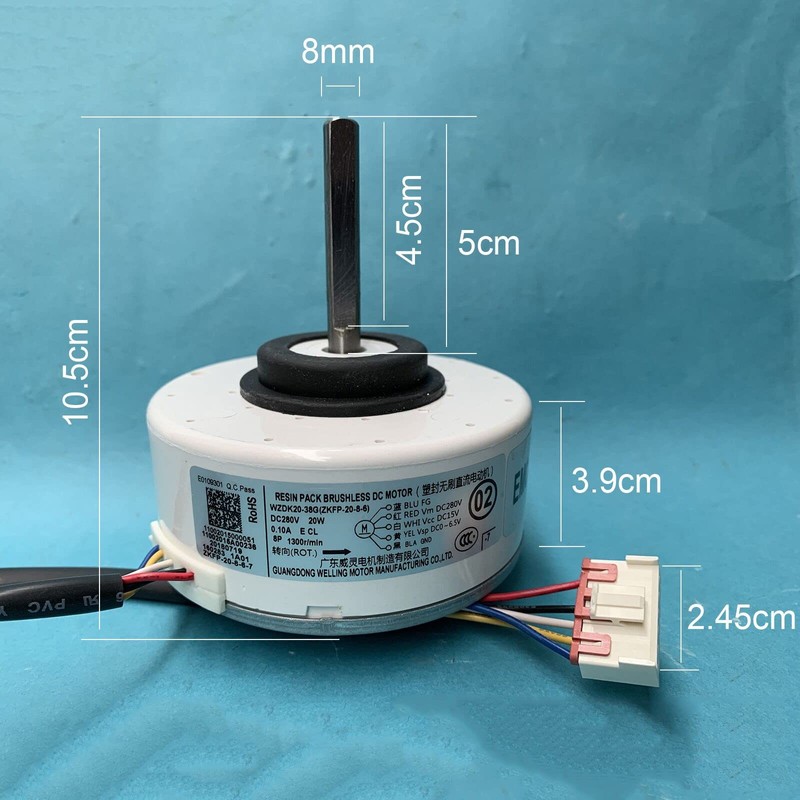 XHSESA Air Conditioning Motor 20W WZDK20-38G (ZKFP-20-8-6) Brushless DC Fan