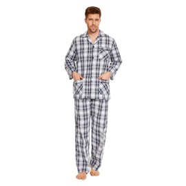 Amaxer Men's Cotton Pyjamas Set, Black and white chequered