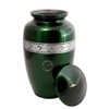 Silver Engraved Cremation Urn for Human Ashes | Green Aluminum