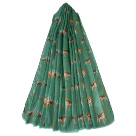 GFM® Women's Beagle Dogs Print Scarf- BG-761- Green- (PSCF-FS-BG-761-E-HR)