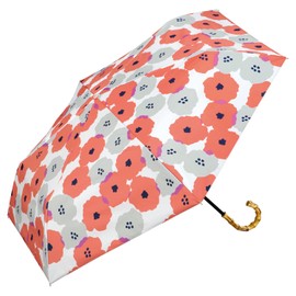 Wpc. PPAM-9085-102 Parasol Folding Umbrella, Light Shielding Patterns Print, Mini Peoni, Red <100% Light Filtering Rate, 100% UV Protection, UPF50+, Rain or Shine, 21.7 inches (55 cm), Women's Bamboo