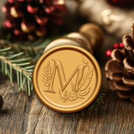 Wax Seal Stickers M, 20Pcs Gold Wax Seal Stickers Self Adhesive Letter Wax Stickers for Wedding Party Birthday Invitations Envelope Seals Christmas Gift Wrap Decoration