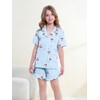 QZH.DUAO Pajama Sets for Girls,100% Cotton Button up Soft Sleepwear