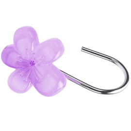 Cute Flower Shower Curtain Hooks, Glow in The Dark, Pretty Floral Themed Elegant Bathroom Decor, Purple