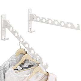 dancrul Wall Mounted Clothes Drying Rack,Foldable Laundry Hanger Wall Mount,Wall Clothes Rack for Laundry Room, Clothes Hanger Indoor,Perfect for Small Spaces,White 2 Packs