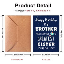 PTRUKD, Birthday Card for Brother, Brother Birthday Card From Sister, Universal for Men, Humorous Design.