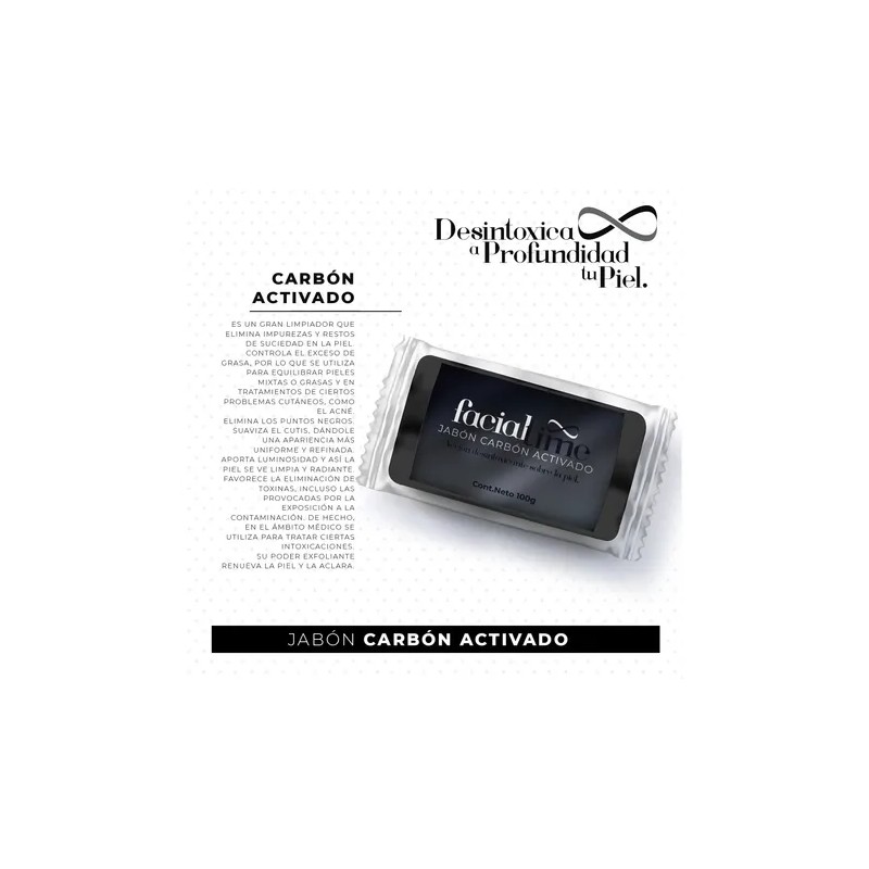 Jabon Carbon Activado De 100gr Facial Time Control