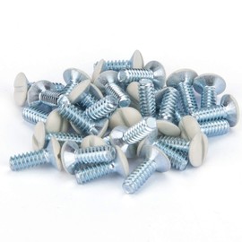 Henne Bery 3/8" Long 6-32 Thread, Oval Head Milled Slot Replacement Wall Plate Screws, 30 Pack, Light Almond