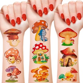 (144PCS) Mushroom Temporary Tattoos Stickers for Mushroom Party Favor Birthday Party Decorations supplies Gifts for Boys Girls 24 Sheet