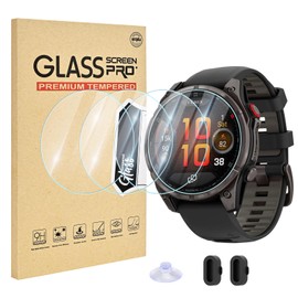EasEasy 4 PCS Compatible For Garmin Fenix 8 Pro Amoled 47mm Screen Protector Glass, Anti-scratch & Sensitive Touch 9H Tempered Full Cover Protector For Fenix 8 Pro 47mm Watch Film