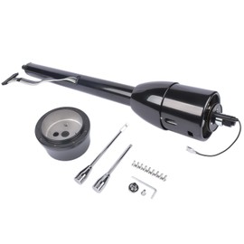 Flynsu 30" Black Tilt Steering Column Floor Shift Replacement for Chevy GM Hot Rod No Key w/ 9 Hole Adapter R91001BK-30 Stainless Steel