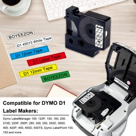 6PK LM160 Label Tape Compatible for DYMO D1 1/2" Label Tape (45013 45010 45016 45017 45018 45019) D1 12mm Refills Color Combo Set for Dymo Labelmanager 280 160 360D 450 Duo, 1/2In x 23Ft