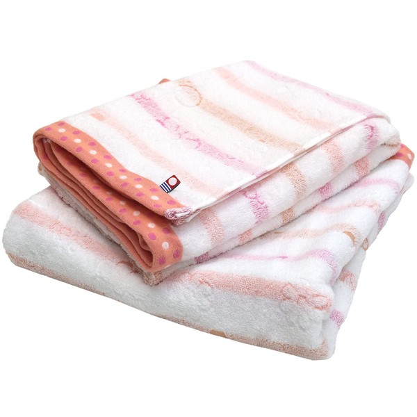 Imabari Towel, Certified Bath Towel, Hiorie, Border Jacquard Lilic, Set of 2, Pink, Made in Japan, Imabari Brand, Quick Drying, 100% Cotton