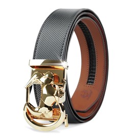 Coipdfty Cowboy Belts for Men Belts Leather Ratchet Dress Belts for Men Belts for Jeans (Gold buckle +black texture belts)