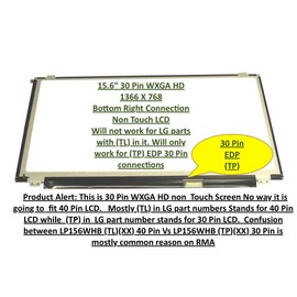 B156XTN04.0 Au Optronics 15.6 SLIM B156XTN04.0 WXGA LED Backlit Glossy Finish 30-Pin