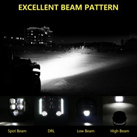 Riasdy 7 Inch Round Offroad Light 1 pcs Side Shooter 95W LED White DRL Spot Flood Combo Beam Driving Lights 10800LM Fog Light Waterproof Pod Light for Wrangler Pickup Truck 4x4 UTV ATV