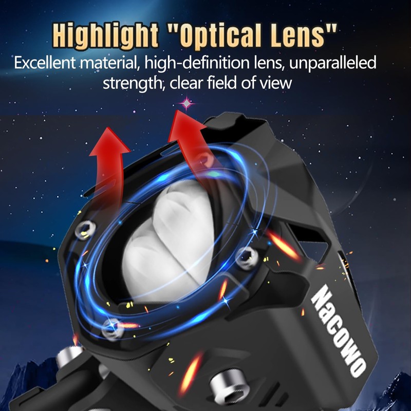 Nacowo Motorcycle Auxiliary LED Fog Lights Driving Light Spotlight with
