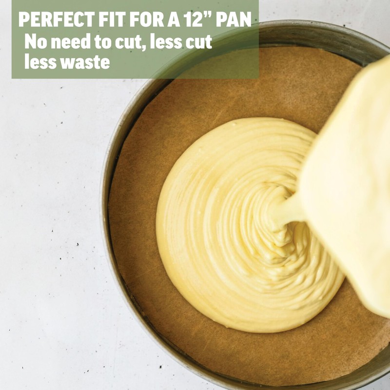 Zenlogy 12 Inch Parchment Paper Rounds (100 Sheets) - Unbleached,