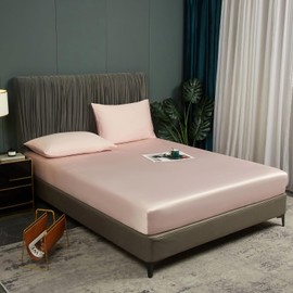 Bamboo Fitted Sheet 90 x 200 cm Pink Antibacterial Soft Fitted Sheets Cooling 100% Bamboo Fitted Sheet Set Box Spring Bed Sheet 90 x 200 cm Fitted Sheet for up to 25 cm Mattress