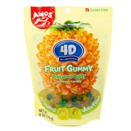 Amos Fruit Burst Gummy Candy, Pineapple Flavor, 6 oz Bag (Pack of 12)