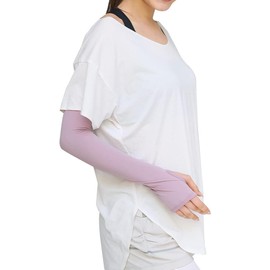 Gramore FT0275 Women's Arm Cover, UV Protection, Sweat Absorbent, Quick Drying, Stretchy, Sports, Yoga, Inner Wear, Free, mave pink
