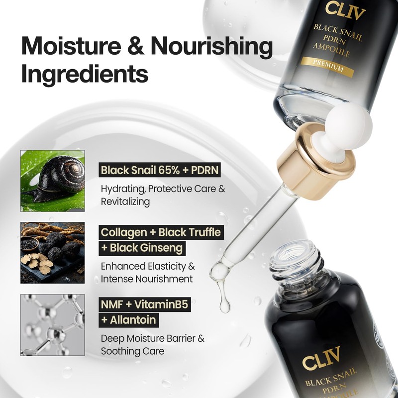 CLIV Black Nail PDRN Ampule Beauty Serum, 1.0 fl oz