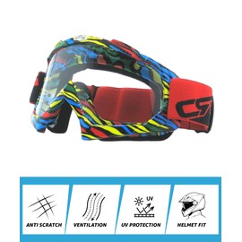 CRG Sports Motorcycle Goggle ATV Dirt Bike Off Road Racing Motocross Goggles for Men, Women, Adults